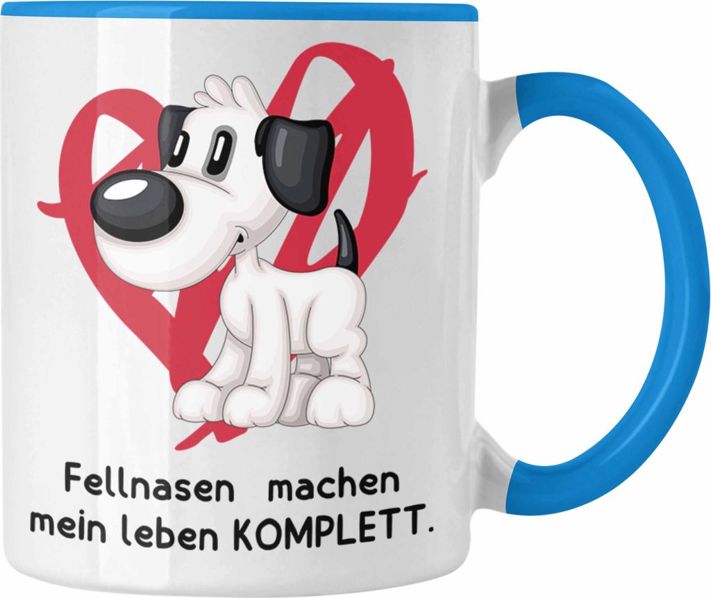 Trendation - Hundebesitzer Tasse Geschenk Kaffee-Becher Fellnasen machen mein Leben Komplett Geschenkidee Hunde Mama Frauchen Herrchen (Blau)