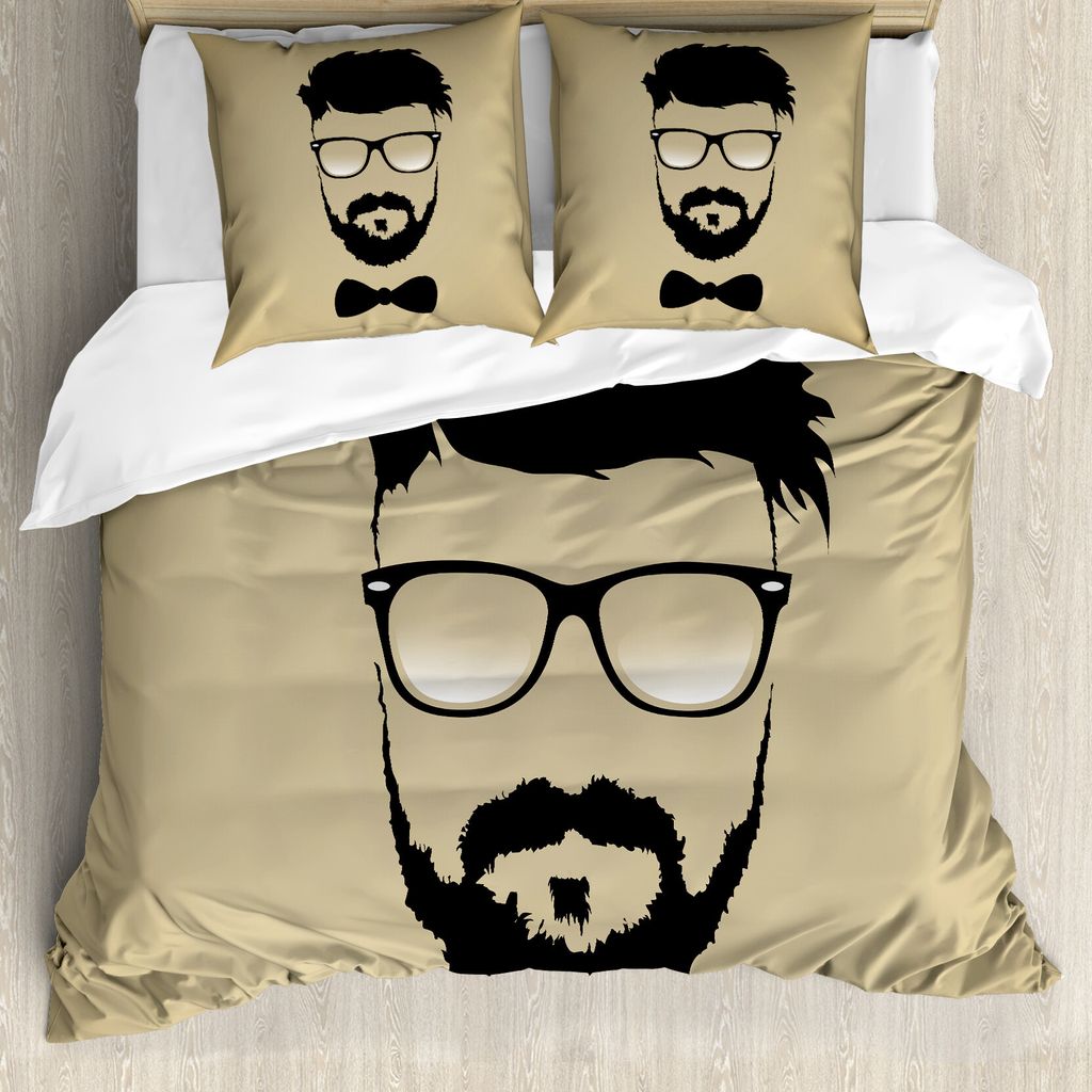 ABAKUHAUS Junger Mann Bettbezug Set für Einzelbetten, Hipster Boy Silhouette, Milbensicher Allergiker geeignet mit Kissenbezug, 200 cm x 200 cm - ...