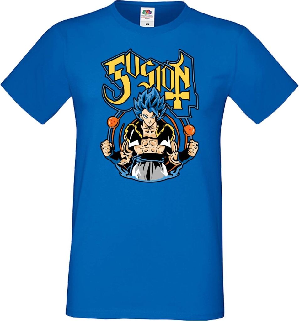 Herren T-Shirt Japan Manga Animation Comics Dragon Anime Manga Ball Z Gogeta Fusion Var-013 Fusion Sayian, Man 2XL / Blau