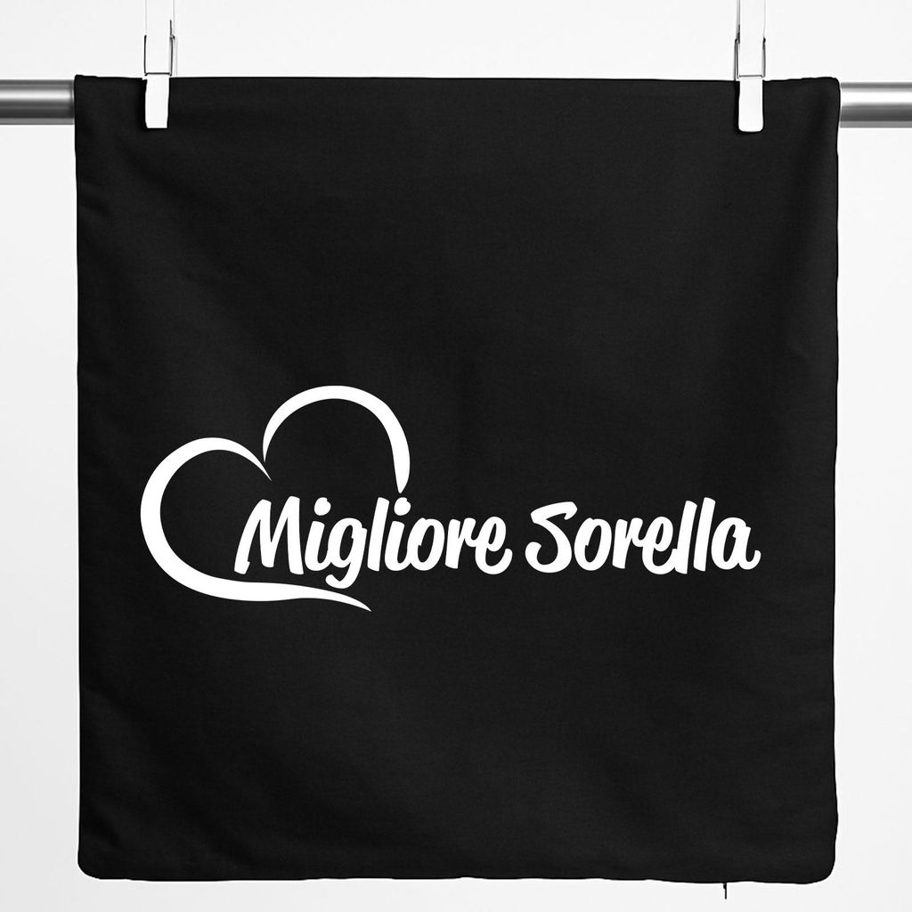 Huuraa Kissenbezug Migliore Sorella Cuore 40x40cm Black Baumwolle Dekokissenbezug Geschenkidee
