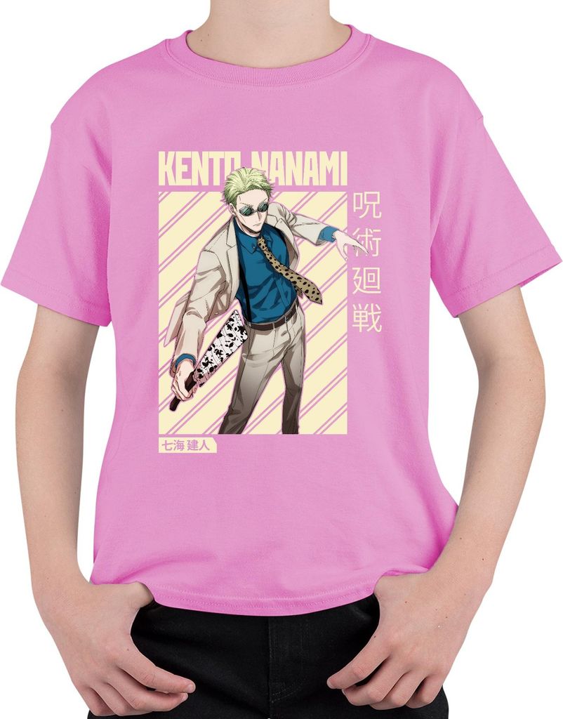 Kento Nanami Jujutsu Kaisen Anzug Brille Krawatte Klinge Manga Uni Kinder T-Shirt, Pink, 152