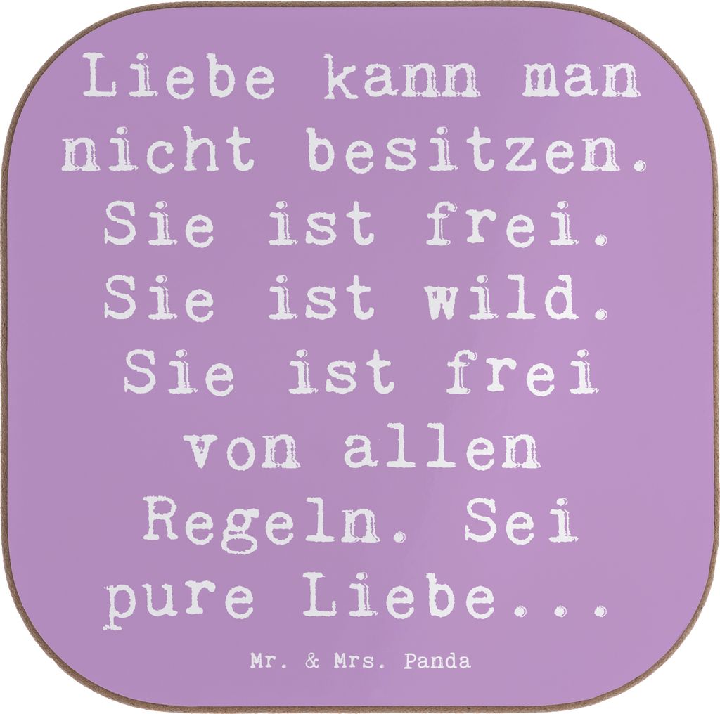 Mr. & Mrs. Panda Tischuntersetzer Spruch Liebe und Freiheit - Lavendeltraum - Geschenk, pure, Untersetzer für Gläser, Tischschoner, zum Detail, G...
