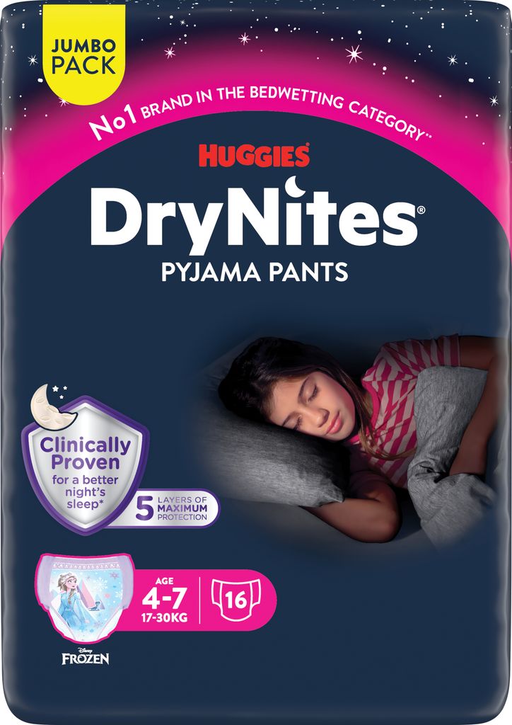 Huggies DryNites pieluchomajtki dla dziewczynek 4-7yo Zdjęcie produktu 