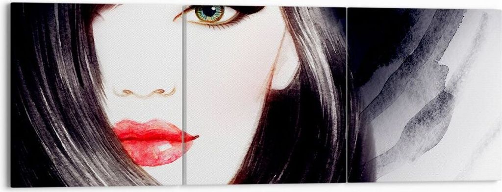 Bild auf Leinwand - Leinwandbild - Frau Gesicht - 150x50cm - Wand Bild - Wanddeko - Wandbilder - Leinwanddruck - Bilder - Kunstdruck - Wanddekorati...