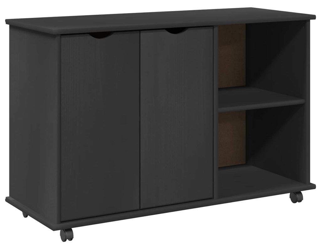 vidaXL Rollschrank Mit Rad Grau 100 x 39 x 65,5 cm Massivholz Kiefer