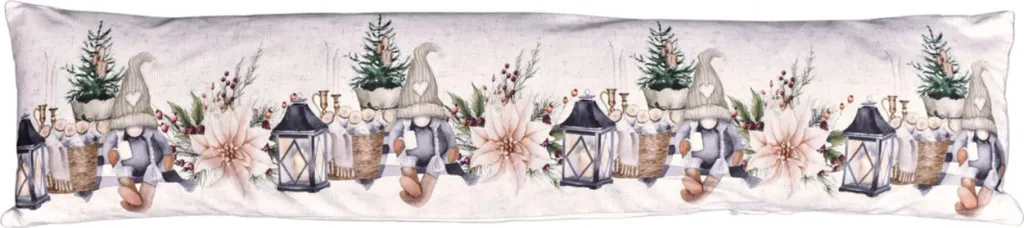 Coussin Elfe de Noël lumineux 20x85 cm avec lanterne LED intégrée