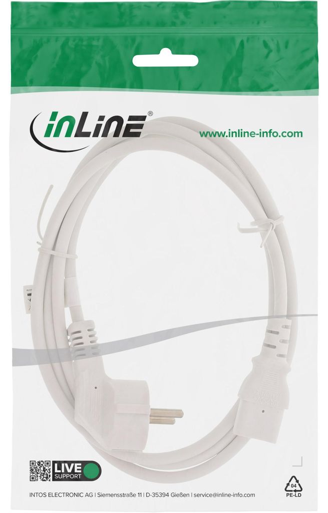 InLine® 16647W Netzkabel, Schutzkontakt gewinkelt auf Obrázek produktu 