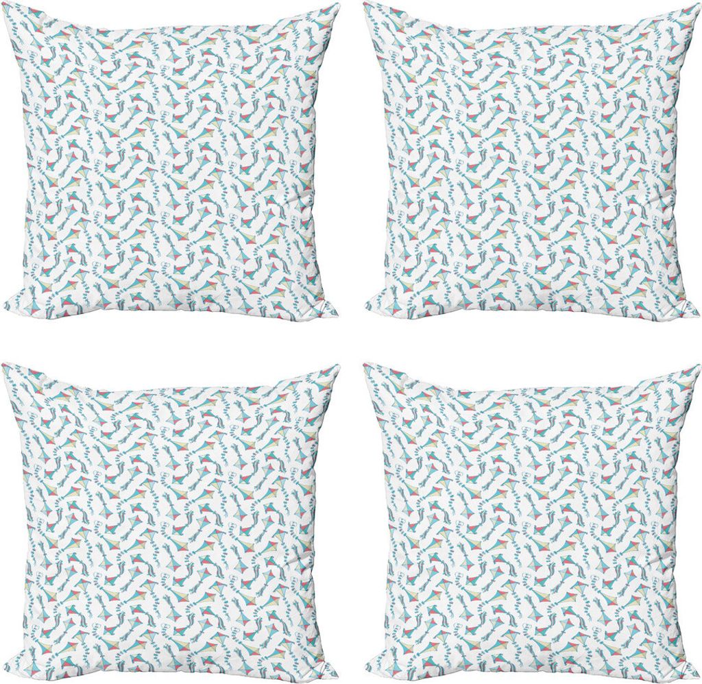 ABAKUHAUS Kites Kissenbezug Set (4 Stück), Ferienzeit Glücklichsein Spaß, Moderner Doppelseitiger Digitaldruck, 60 cm x 60 cm, Mehrfarbig