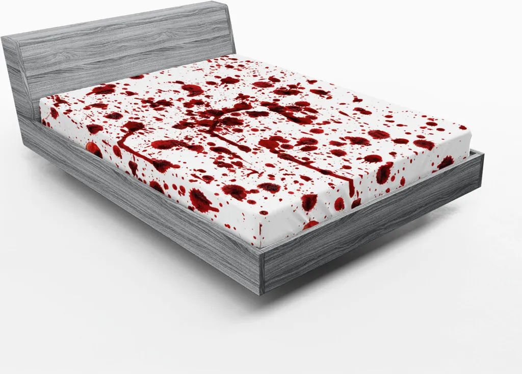 Drap-housse de Matelas Horreur Halloween 180x200 cm Taches de Sang Rouge