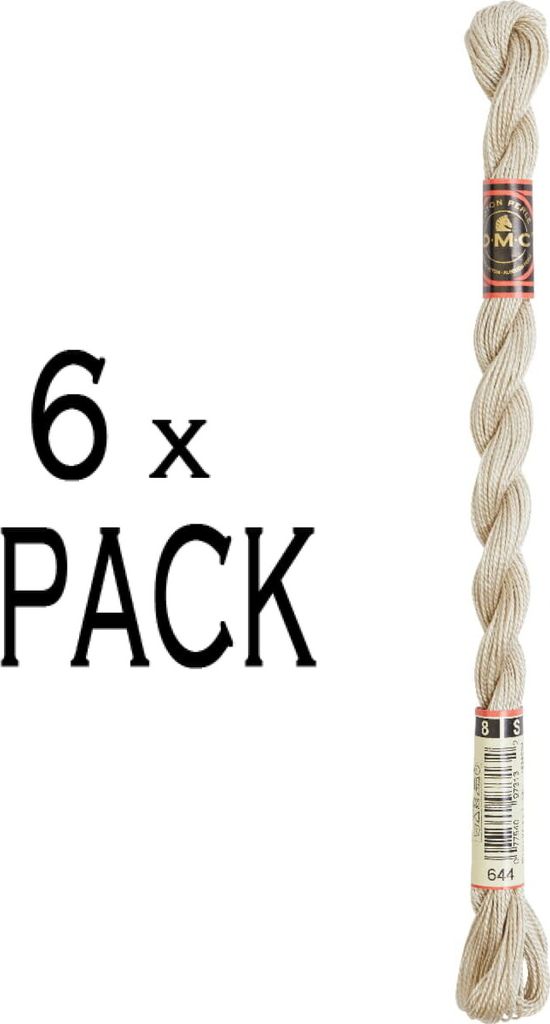 6x DMC Perlgarn Stärke 8, 25 m, 115AR/8-644, VPE