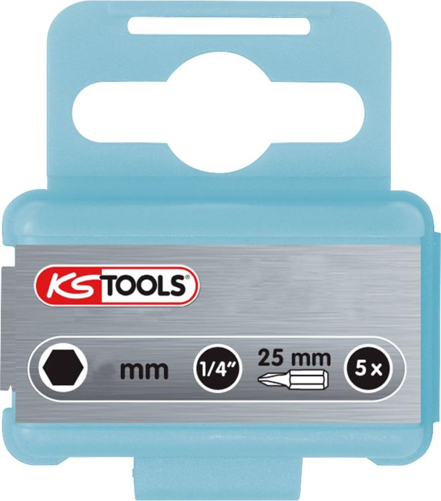 KS Tools 1/4 EDELSTAHL Bit Innensechskant, 25 mm, 4 mm, 5er Pack