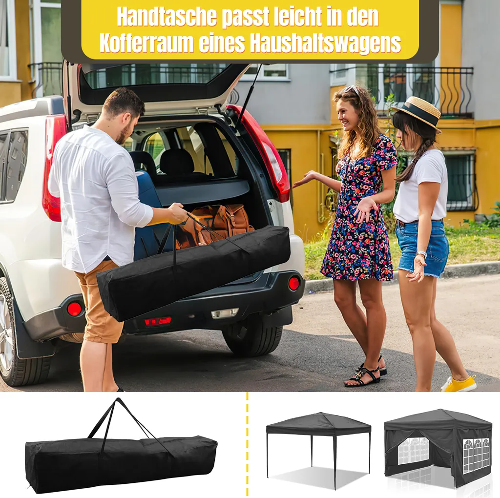 Gazebo Pieghevole Hengda 3x3m Blu | Ombra Istantanea UV50+ Outdoor - 4