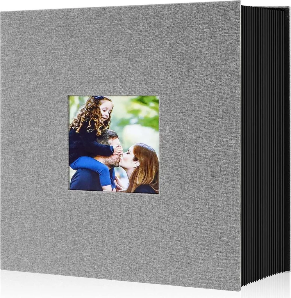 Holoary Album Fotografico 10x15 Cm Per 300 Foto - Copertina In Lino Con Fiore - Spazio Per Scrivere