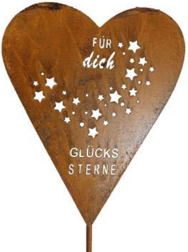 Rostherz GLÜCKSSTERNE FÜR DICH I Höhe 50 cm I Roststecker Herz