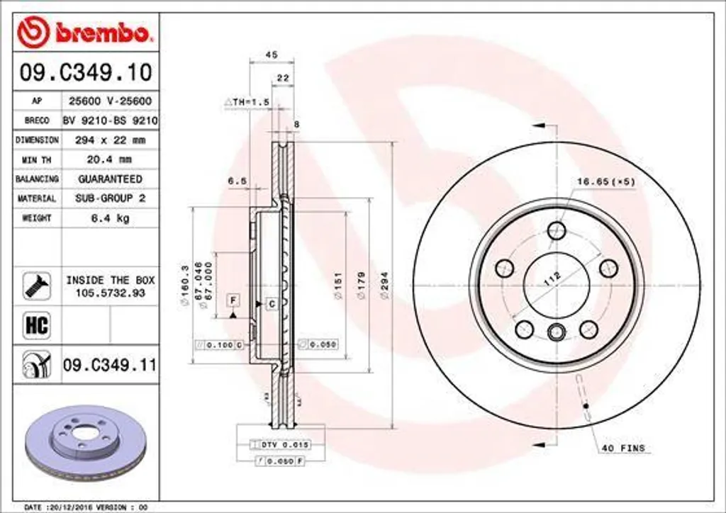 Disque de Frein BMW et Mini pour Entretien Sécurité Brembo 09.C349.11