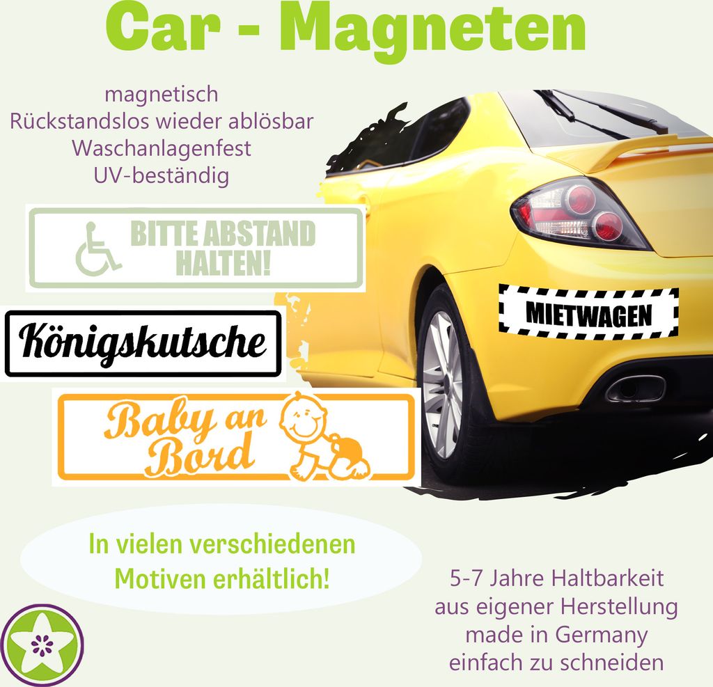 Kiwistar Rampe! Motiv 3m Abstand halten! Magnetschild Schild magnetisch - 60cm Schwarz - reflektierend - Magnetfolie für Auto PKW Kfz