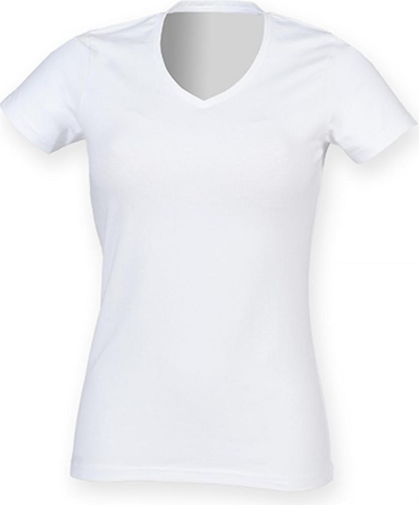 SF Women SK122 | Damen Feel Good Stretch V-Neck T / weiches Tragegefühl - Farbe: White - Größe: S