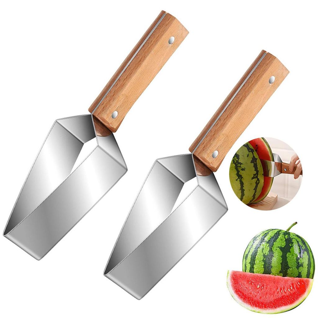 2er Set Edelstahl Wassermelonenschneider mit Holzgriff, Produktbild 