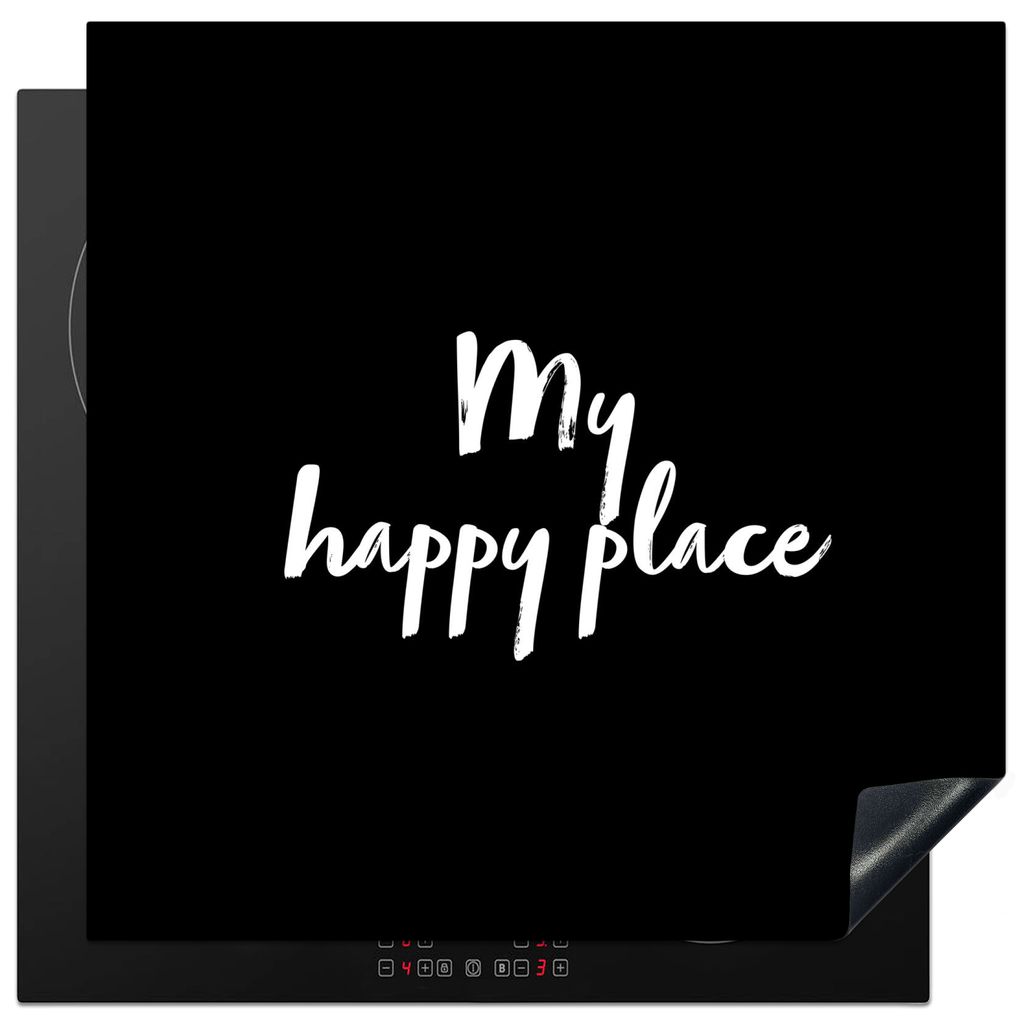 KitchenYeah Herdabdeckplatte Zitate - Text - Mein glücklicher Ort , 78x78cm, Küche Deko, Glaskeramikkochfeld Herdabdeckung, Abdeckplatte fùr K...