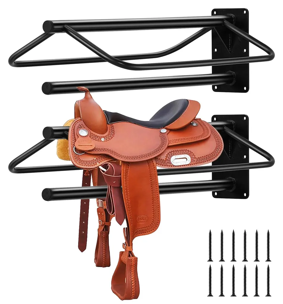 Support de Selle Mural Robuste avec Bras Rembourrés - Kit de 6 Pièces