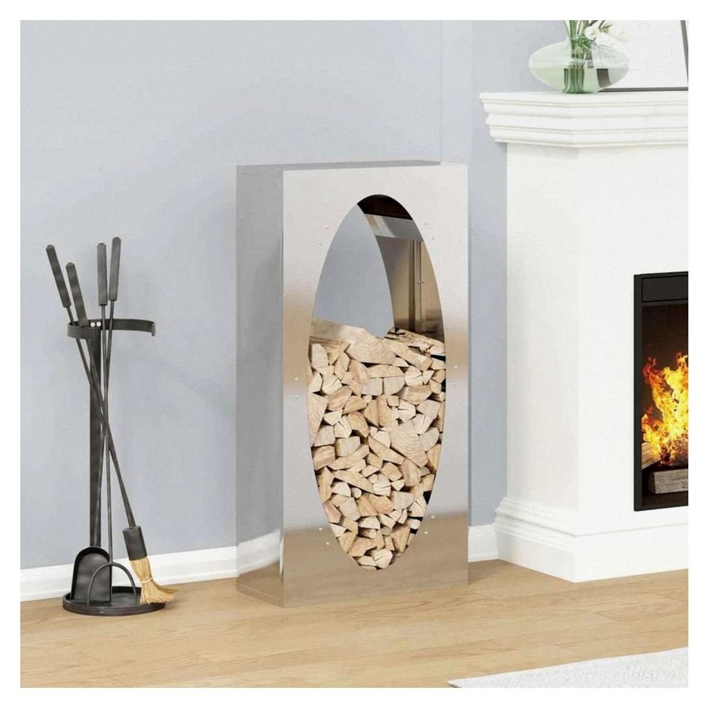 Kaminholzregal 50x23x100 cm aus Edelstahl, Holzregal für Kaminholz, Holzhalter für Brennholz
