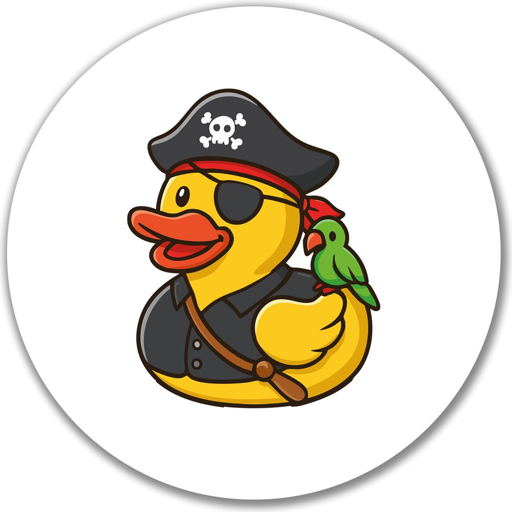 Huuraa Aufkleber Quietscheente Pirat Gummiente Freibeuter 10cm rund Sticker Geschenkidee