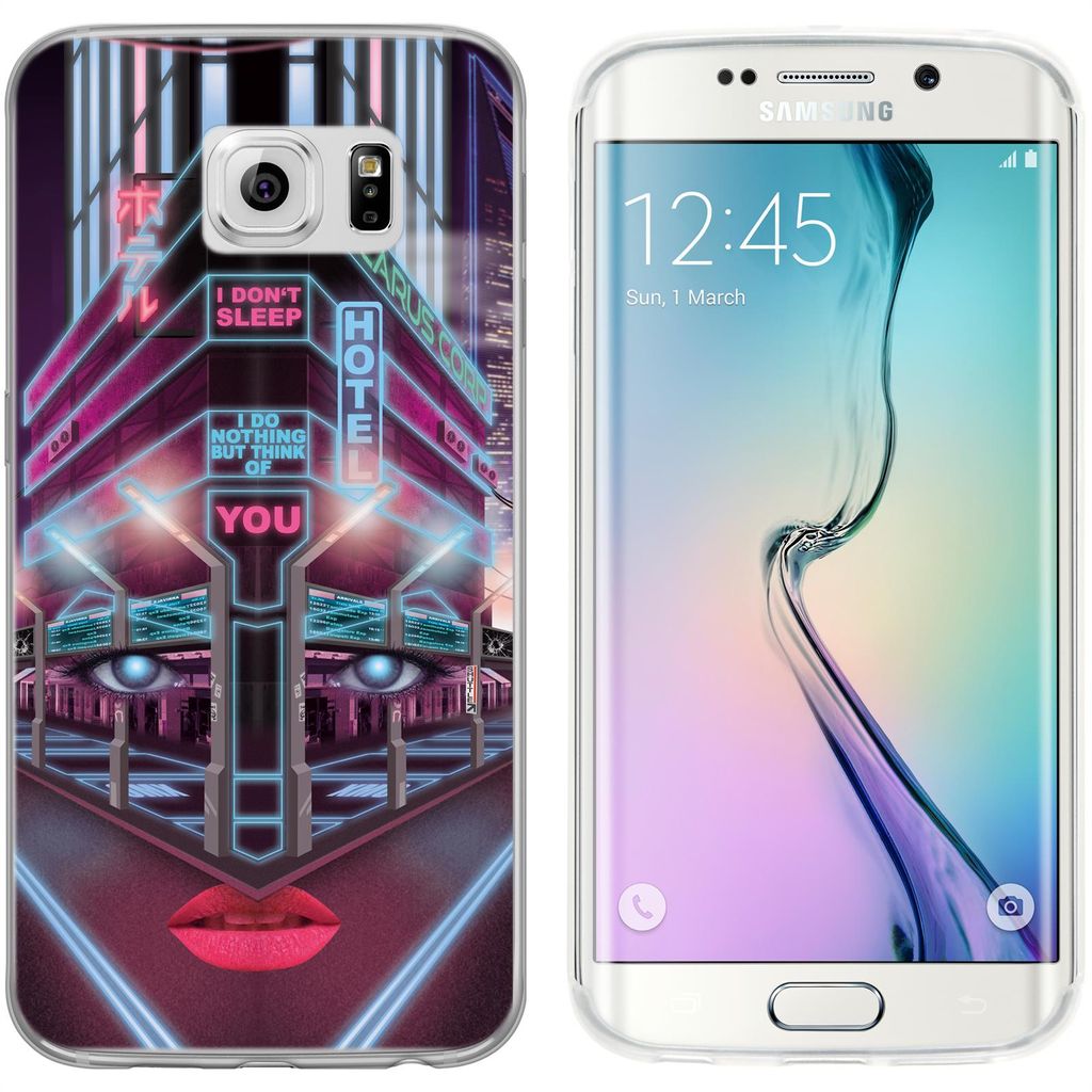 PhoneNatic Case kompatibel mit Samsung Galaxy S6 Edge Silikon-Hülle Retro Wave Cyberpunk.02 M5