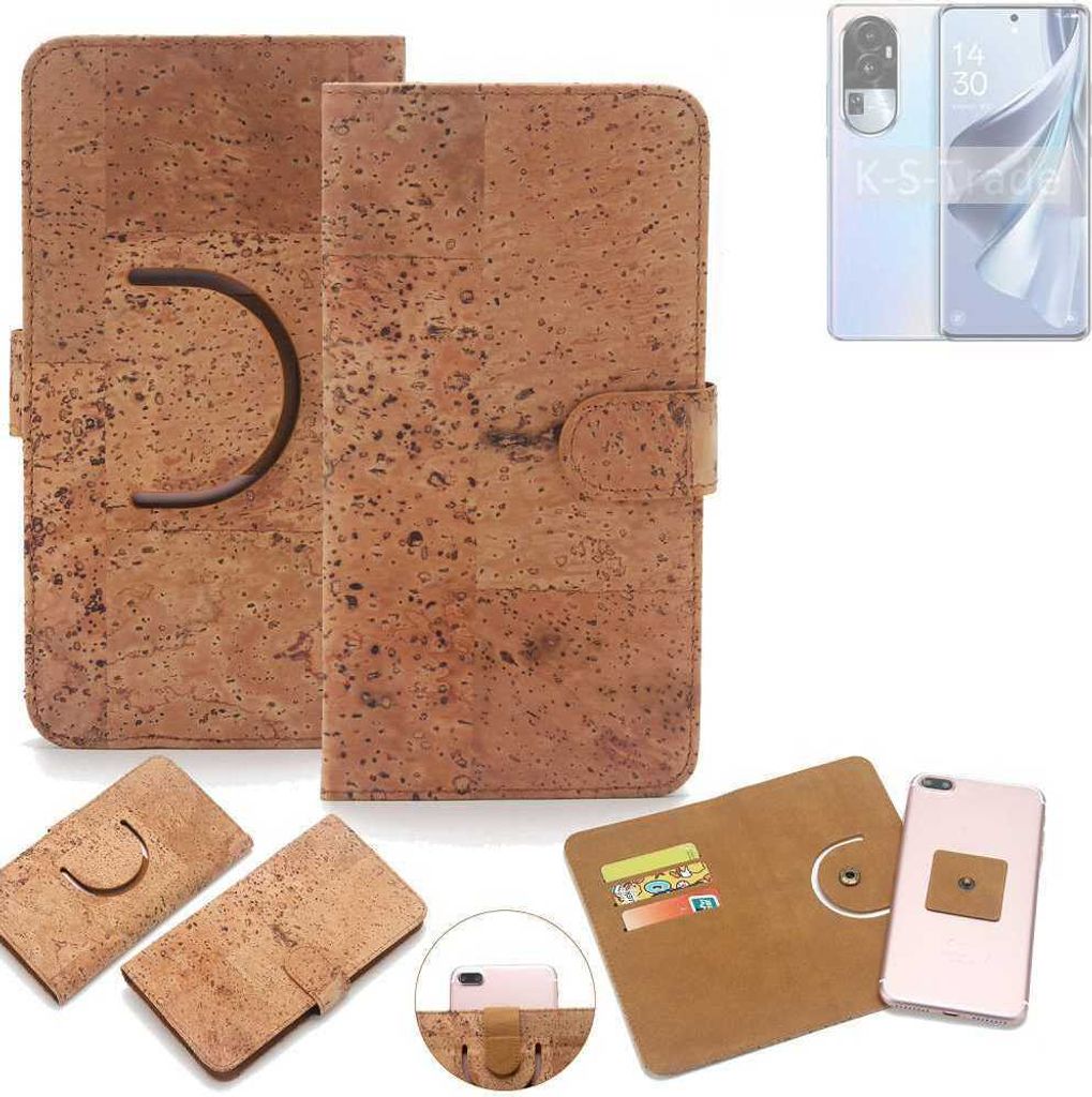 K-S-Trade Handy Hülle Schutz Hülle kompatibel mit Oppo Reno10 Pro Global Handyhülle Schutzhülle Korkhülle Kork-Hülle 1x