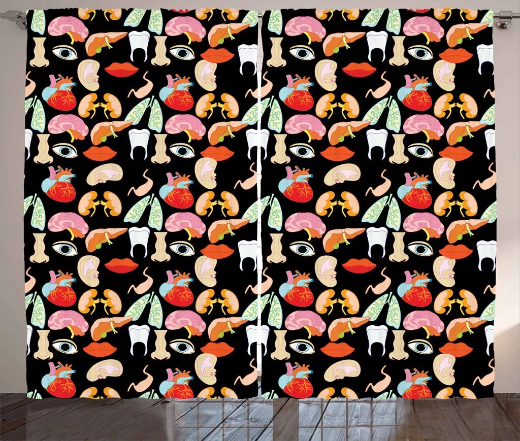 Rideau Anatomie ABAKUHAUS Organes Humains Rustique 280x225 cm Multicolore