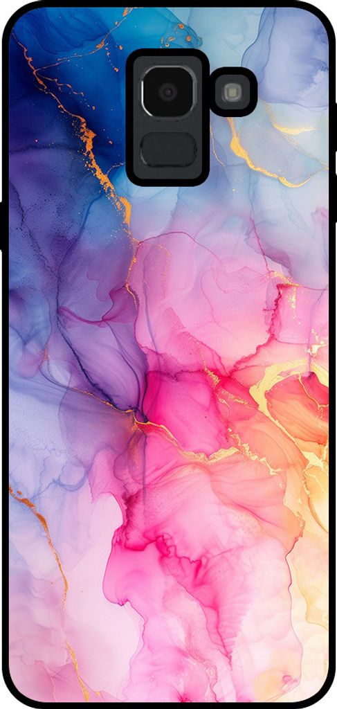 Smartphonica Handytasche Passend für Samsung Galaxy J6 2018 mit Marmordruck - TPU zurück Abdeckung Fall Marmor Design - Regenbogen