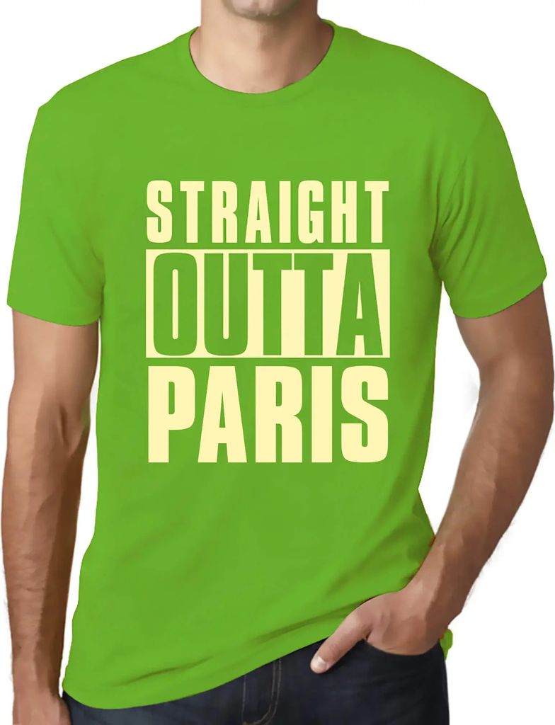 Herren Grafik T-Shirt Straight Outta Paris Öko-Verantwortlich Vintage Jahrgang Kurzarm Lustige Druck Geburtstag Geschenk Mann