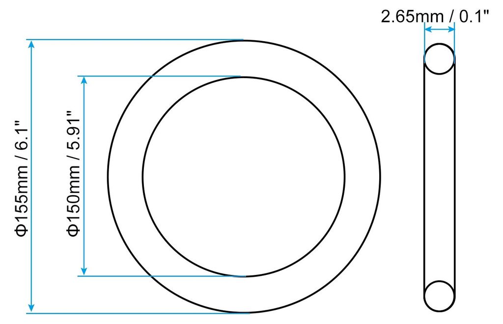 10 Stš¹ck Dichtungsringe O-Ringe Gummidichtung 155mm AD 150mm ID 2.65mm Breite Nitrilgummi Unterlegscheibe Dichtungssatz Gummischeiben fš¹r Was...