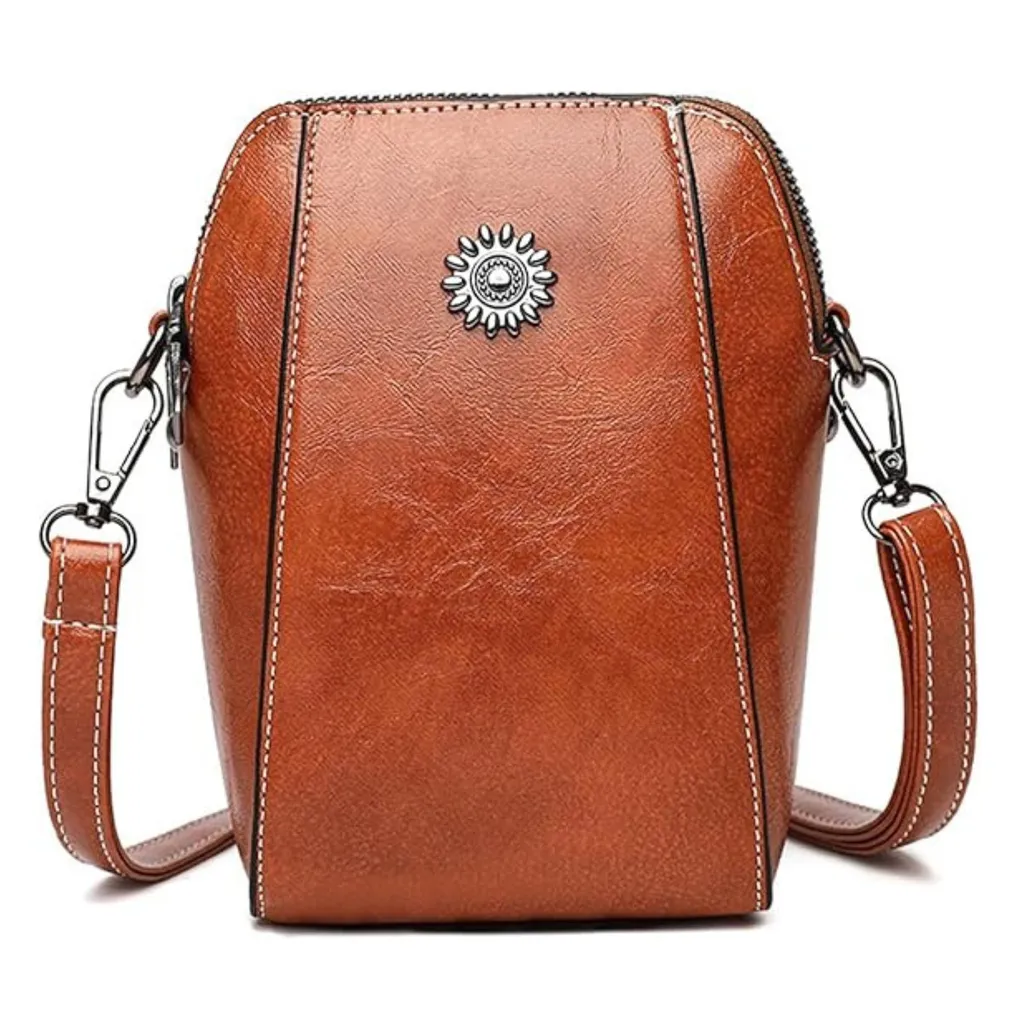Borsa verticale alla moda per cellulare da donna, borsa a tracolla regolabile per cellulare da donna - SUNIBAG Marrone