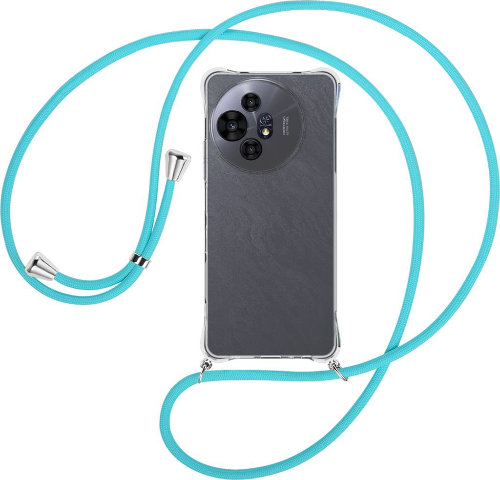 Handykette Backcover-Schutzhülle mit Band (Metall silberfarben) für TCL 50 NxtPaper 5G/TCL 50 Pro NxtPaper 5G - türkis