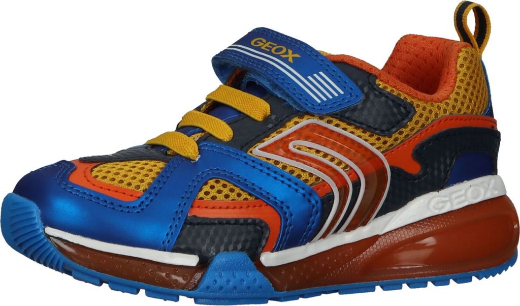 Geox J Bayonyc B.A Kle k der Synthetik E zel Riemen Turnschuhe Blau Gelb – 10 Großbritannien - 28 EU - 10,5 US / Blau Gelb