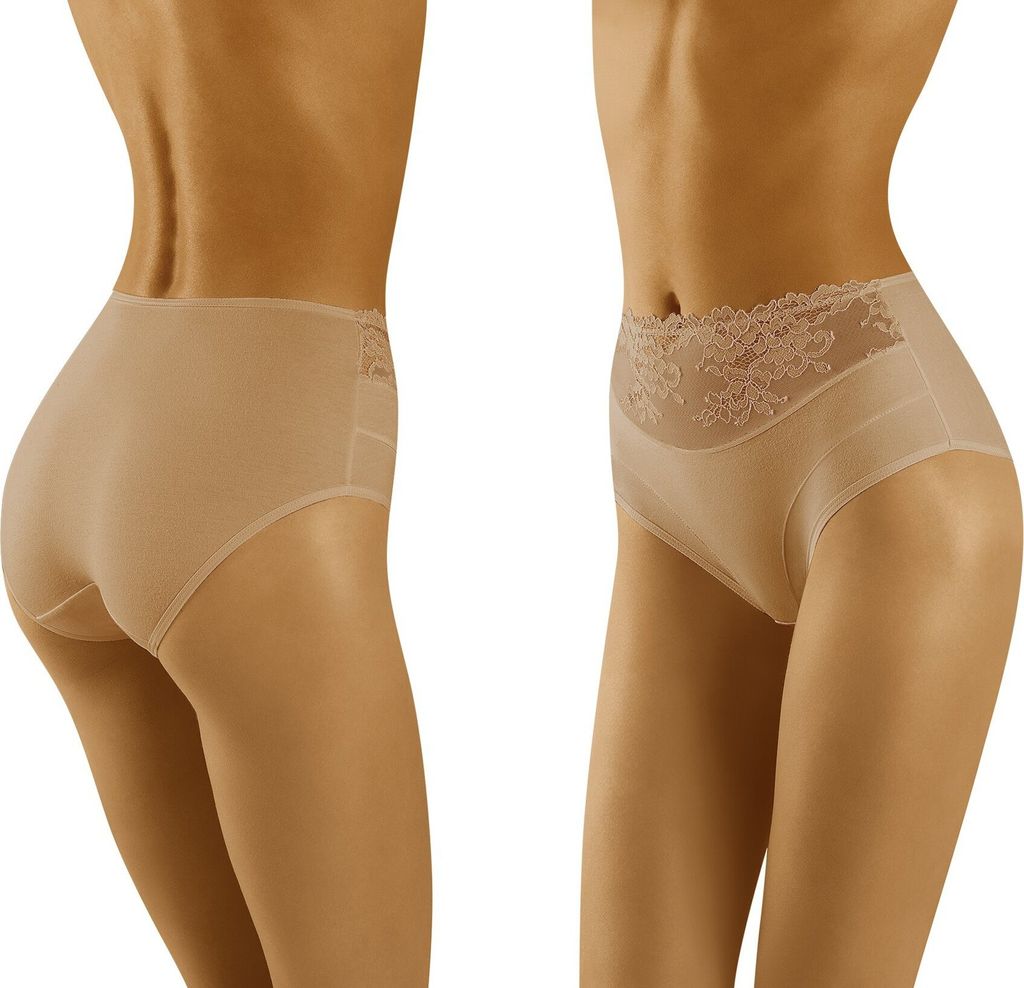 Wolbar Damen Slip Unterhose Unterwäsche Baumwolle Spitze WB415, beige, XXL