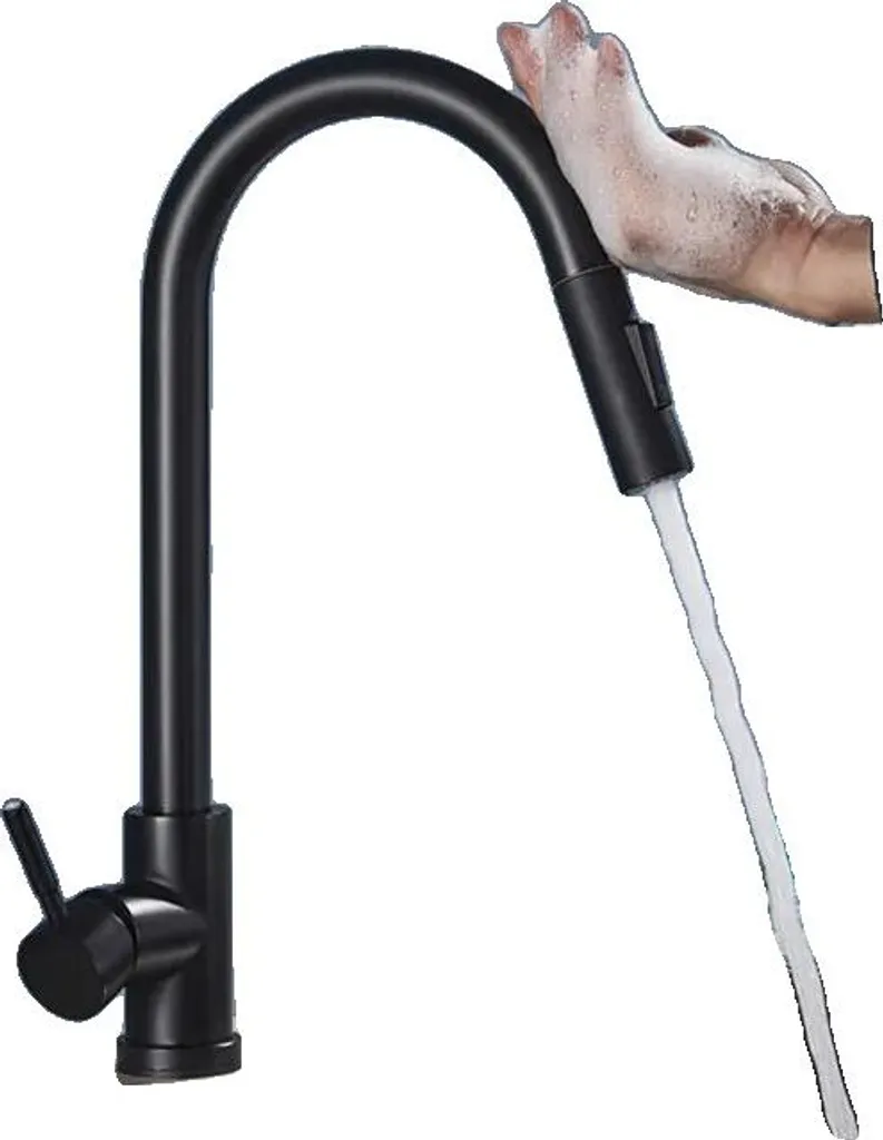 Miscelatore Cucina Nero a Soffitto con Doccetta Estraibile | Design Top