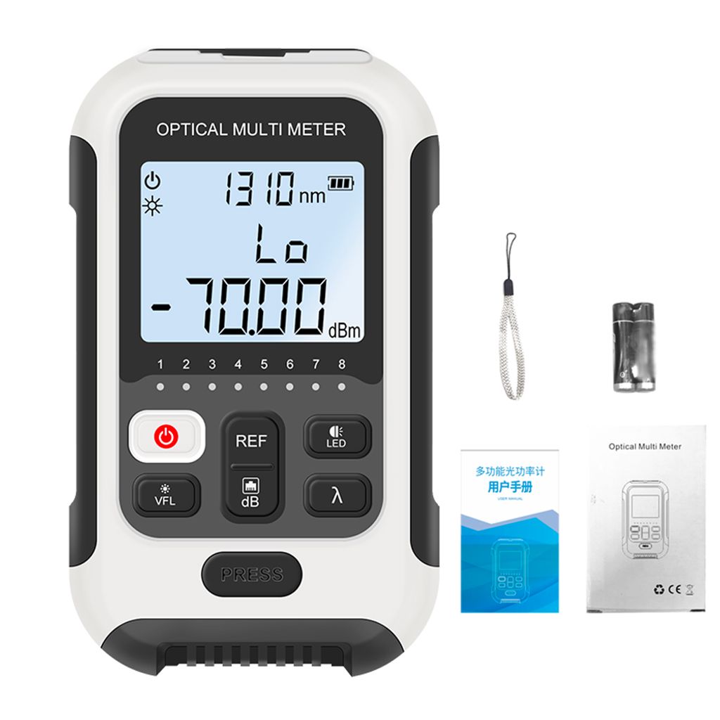 Tragbarer, leichter, optischer 3-in-1-Leistungsmesser, hochgenauer Netzwerktester, Digitalanzeige, optischer Fasertester mit LED-Licht