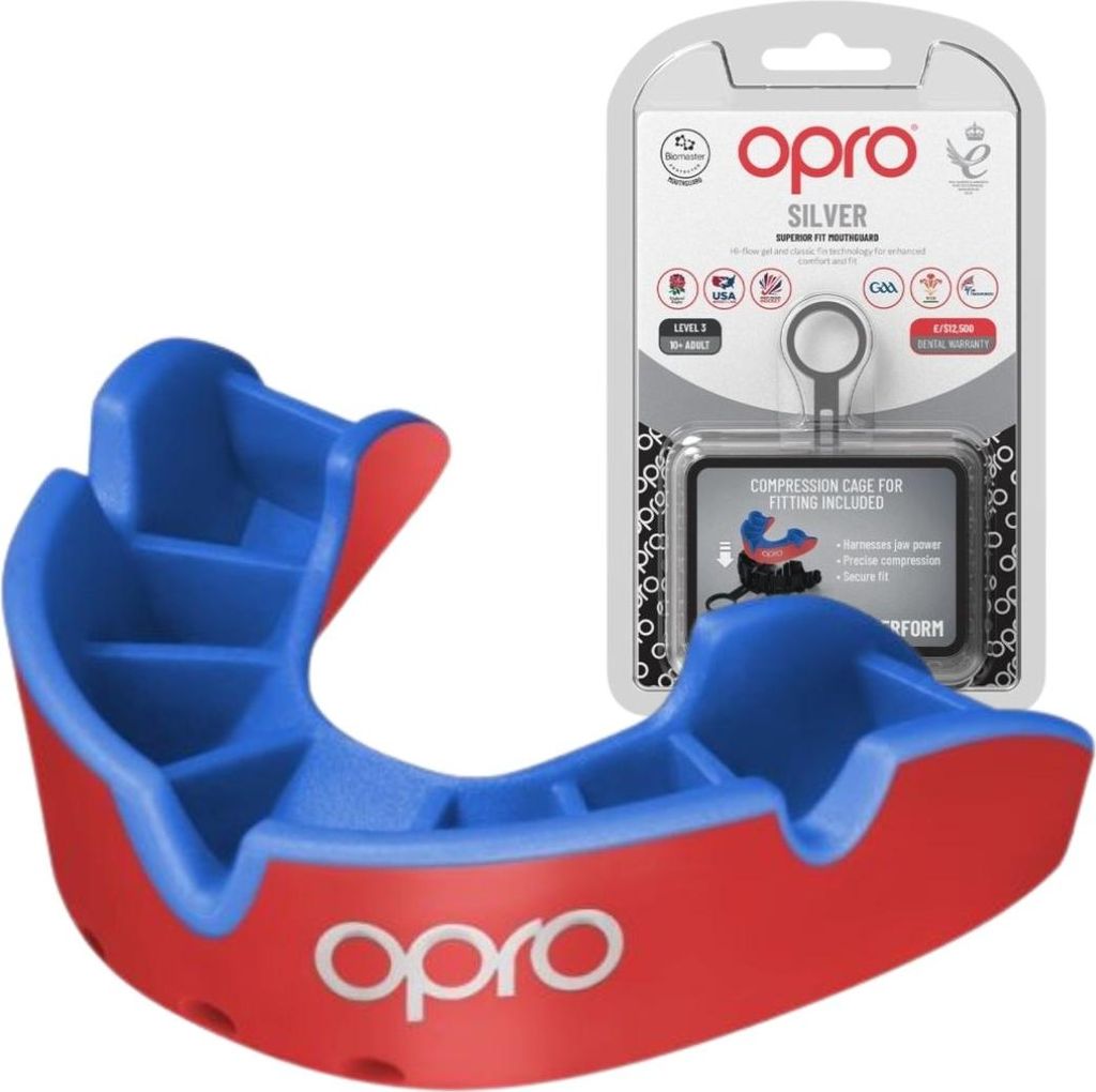 Opro Silver Mundschutz Rot/Blau