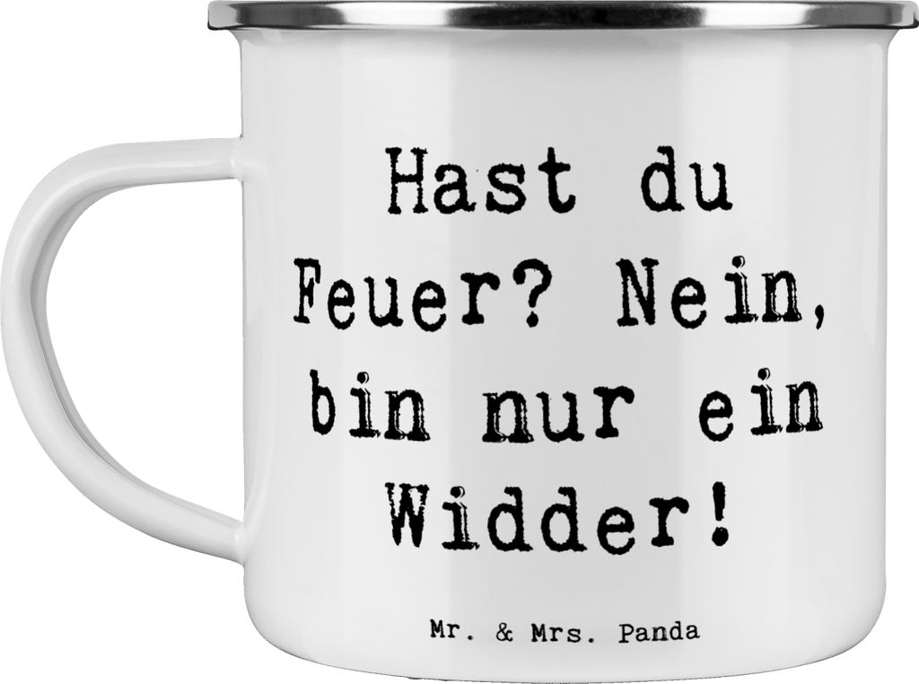 Mr. & Mrs. Panda Emaille Tasse Spruch Widder Feuer - Weiß - Geschenk, Geschenke Sternzeichen, Astrologie, Einzigartigkeit, Haferl, becher, Energie...