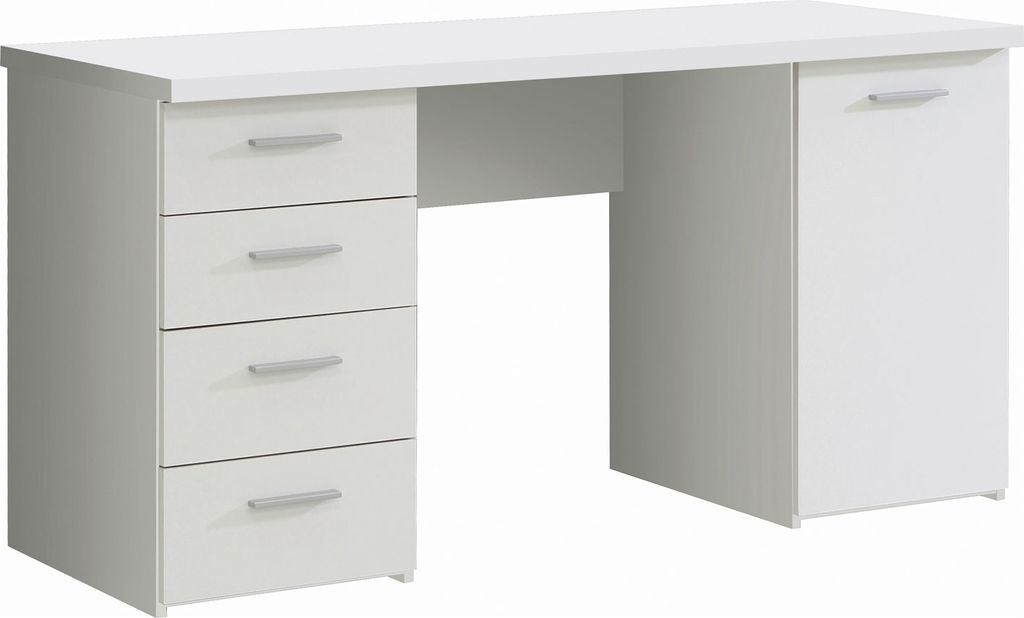 Schreibtisch - 145 x 60 cm - Weiß matt - 1 Tür - 4 Produktbild 