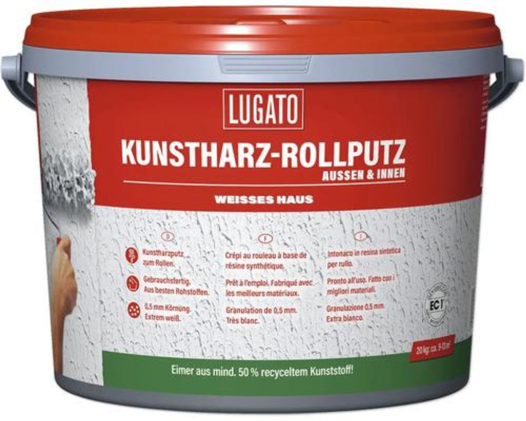 Lugato Weisses Haus Kunstharz-Rollputz 0,5 mm Körnung 20 kg Produktbild 