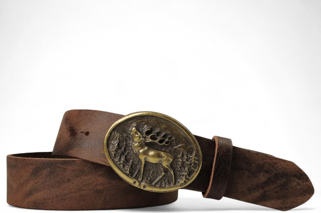 FRONHOFER Trachtengürtel mit ovaler Hirschschnalle in Messing