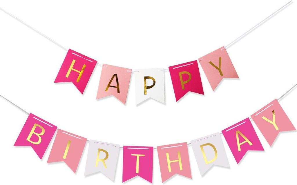 Ghirlanda Happy Birthday, colorata, con lettere dorate Immagine del prodotto 