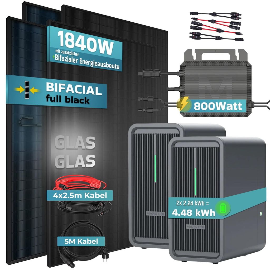 SUNNIVA® 1840W Balkonkraftwerk mit 4.48 kWh Speicher Produktbild 