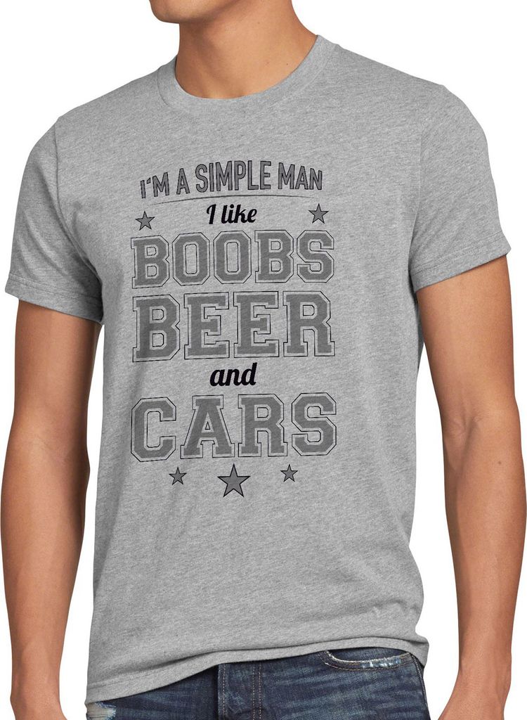 style3 I'm a simple Man Herren T-Shirt Boobs Beer Cars