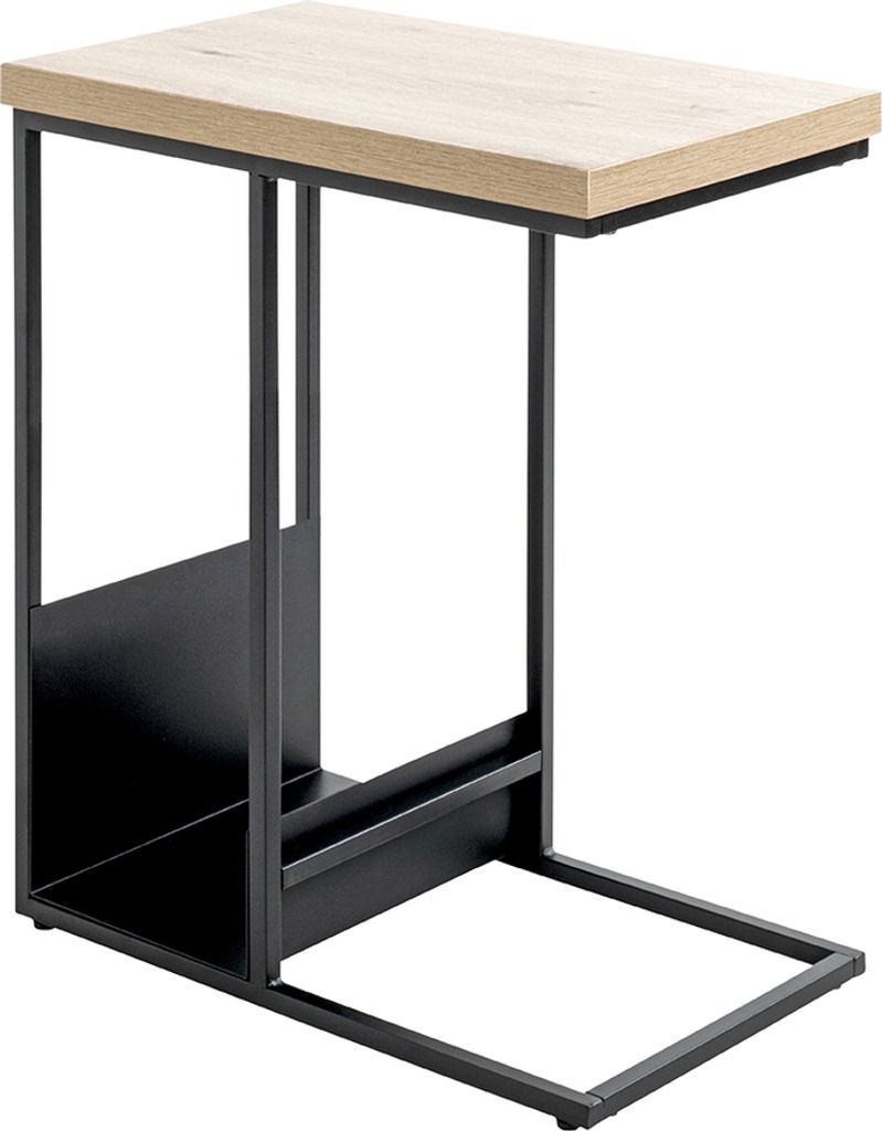Beistelltisch >54459< in eiche, schwarz, MDF, Metall - 30x60x50cm (BxHxT)