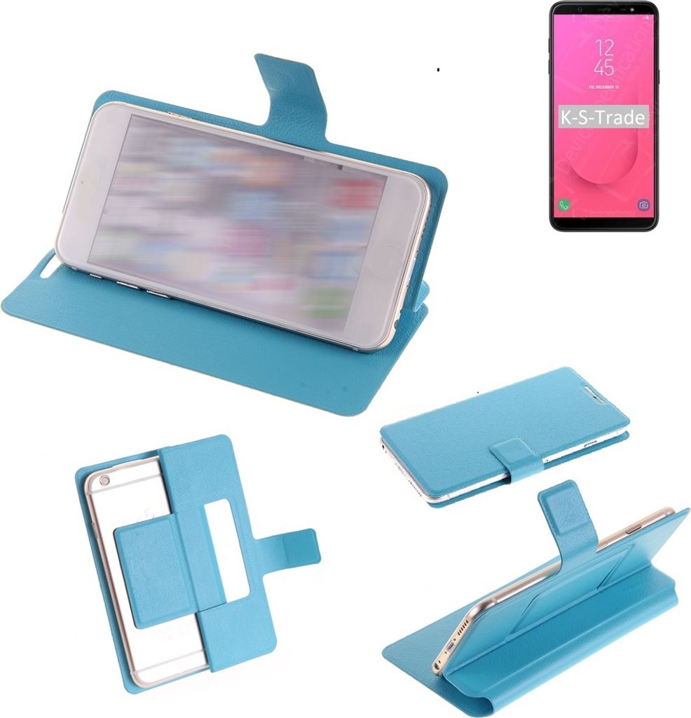 K-S-Trade Schutzhülle Handyhülle kompatibel mit Samsung Galaxy J8 Flip cover Handy case Smartphone Klapphülle blau