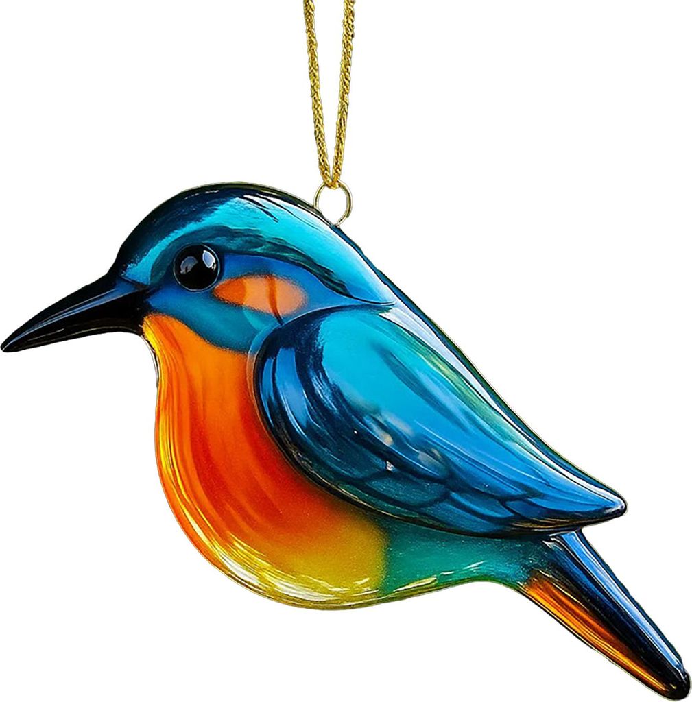 Vogel-Weihnachtsbaumschmuck aus Glasfusion: Kolibri, Eule, Blauhäher, Eisvogel, Meise – perfekt für die Weihnachtsbaumdekoration