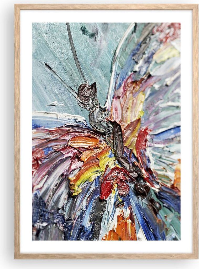 Gerahmtes Poster - Rahmen in heller Eiche - Vogel Natur Farbe - 50x70 cm - Wand Bild - Wanddeko - Wandbilder - Wandposter - Bilderrahmen - Bilder -...